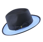 No. 804 Two-Tone Polyester Felt Fedora Hat with Contrast Brim