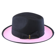 No. 804 Two-Tone Polyester Felt Fedora Hat with Contrast Brim
