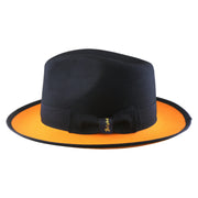 No. 804 Two-Tone Polyester Felt Fedora Hat with Contrast Brim