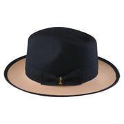 No. 804 Two-Tone Polyester Felt Fedora Hat with Contrast Brim