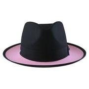 No. 804 Two-Tone Polyester Felt Fedora Hat with Contrast Brim