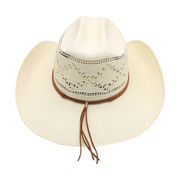No. 821 Paper Straw Cowboy Hat with Geometric Open Weave