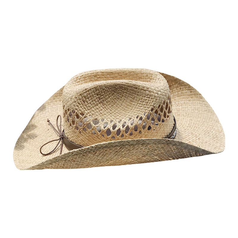 Western Cowboy Hat Raffia Straw Handwoven Roll Brim Sun Hat Outdoor UV Protection Beach Travel Style for Men and Women