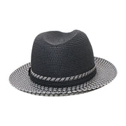No. 854 Two-Tone Paper Braid Fedora with Woven Band