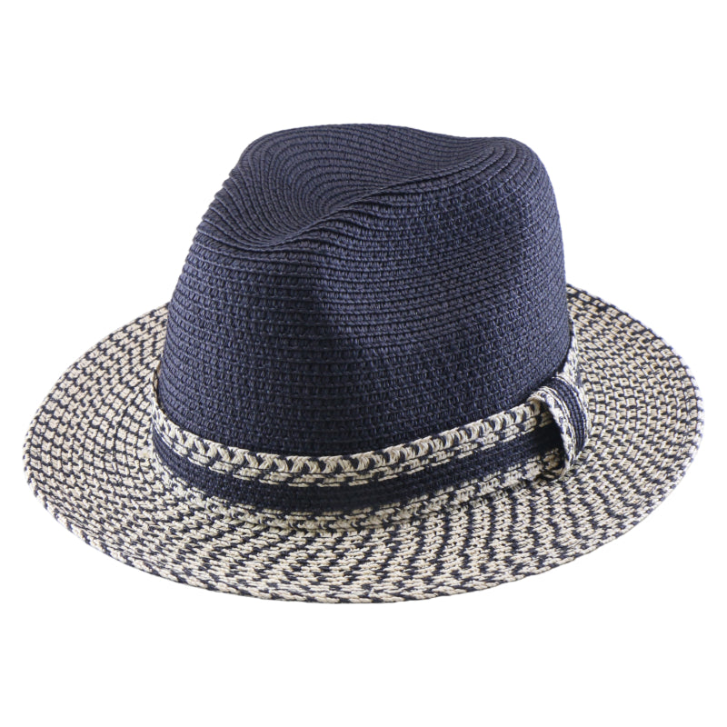 No. 854 Two-Tone Paper Braid Fedora with Woven Band
