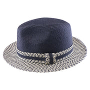 No. 854 Two-Tone Paper Braid Fedora with Woven Band