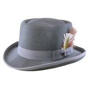 No. 862 Polyester Felt Pork Pie Hat with Feather Accent