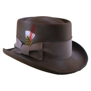 No. 862 Polyester Felt Pork Pie Hat with Feather Accent