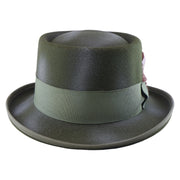 No. 862 Polyester Felt Pork Pie Hat with Feather Accent