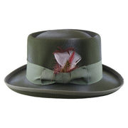 No. 862 Polyester Felt Pork Pie Hat with Feather Accent