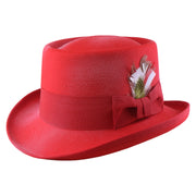 No. 862 Polyester Felt Pork Pie Hat with Feather Accent