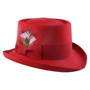 No. 862 Polyester Felt Pork Pie Hat with Feather Accent