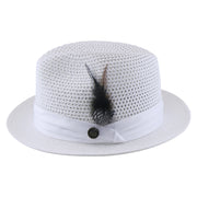 No. 863 Paper Braid Fedora Hat with Feather Accent