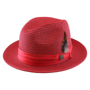 No. 863 Paper Braid Fedora Hat with Feather Accent