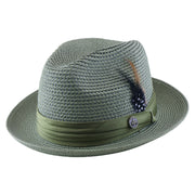 No. 863 Paper Braid Fedora Hat with Feather Accent
