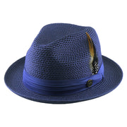 No. 863 Paper Braid Fedora Hat with Feather Accent