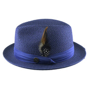 No. 863 Paper Braid Fedora Hat with Feather Accent