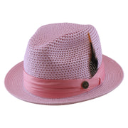 No. 863 Paper Braid Fedora Hat with Feather Accent
