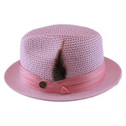 No. 863 Paper Braid Fedora Hat with Feather Accent