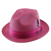 No. 863 Paper Braid Fedora Hat with Feather Accent