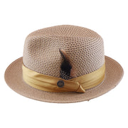 No. 863 Paper Braid Fedora Hat with Feather Accent