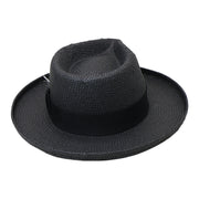 No. 864 Paper Straw Fedora Hat with Feather Accent