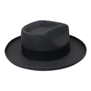 No. 864 Paper Straw Fedora Hat with Feather Accent
