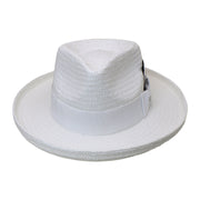 No. 864 Paper Straw Fedora Hat with Feather Accent
