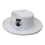 No. 864 Paper Straw Fedora Hat with Feather Accent