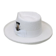 No. 864 Paper Straw Fedora Hat with Feather Accent