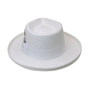No. 864 Paper Straw Fedora Hat with Feather Accent
