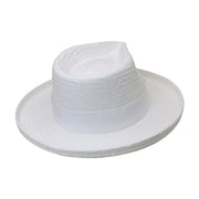 No. 864 Paper Straw Fedora Hat with Feather Accent