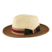 No. 881 Two-Tone Paper Braid Fedora with Wide Brim