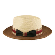 No. 881 Two-Tone Paper Braid Fedora with Wide Brim