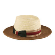 No. 881 Two-Tone Paper Braid Fedora with Wide Brim