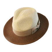 No. 881 Two-Tone Paper Braid Fedora with Wide Brim