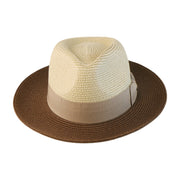No. 881 Two-Tone Paper Braid Fedora with Wide Brim