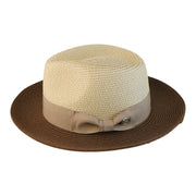 No. 881 Two-Tone Paper Braid Fedora with Wide Brim