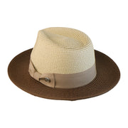 No. 881 Two-Tone Paper Braid Fedora with Wide Brim
