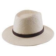 No. 892 Paper Straw Fedora Hat with Buckled Band