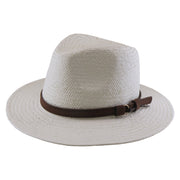 No. 892 Paper Straw Fedora Hat with Buckled Band