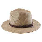 No. 892 Paper Straw Fedora Hat with Buckled Band