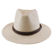 No. 892 Paper Straw Fedora Hat with Buckled Band