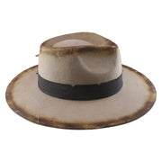 No. 909 Distressed Wool Felt Fedora with Feather and Beads