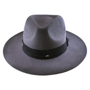 No. 909 Distressed Wool Felt Fedora with Feather and Beads