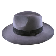 No. 909 Distressed Wool Felt Fedora with Feather and Beads