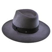 No. 909 Distressed Wool Felt Fedora with Feather and Beads