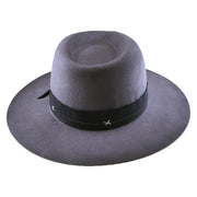 No. 909 Distressed Wool Felt Fedora with Feather and Beads