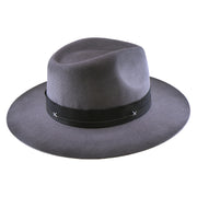 No. 909 Distressed Wool Felt Fedora with Feather and Beads