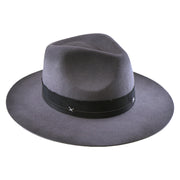 No. 909 Distressed Wool Felt Fedora with Feather and Beads